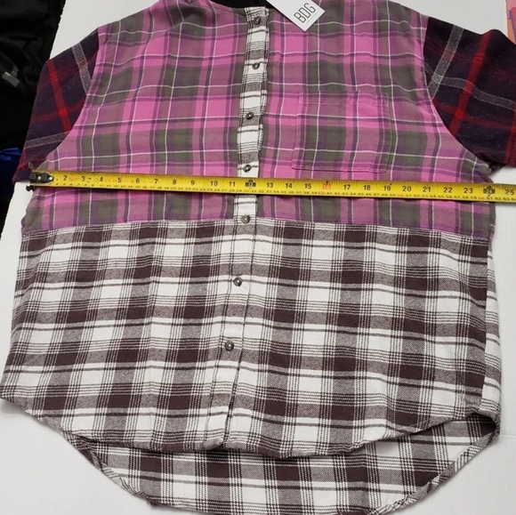 Urban Outfitters BDG Serena Spliced Flannel Plaid Button Down Hooded Shirt XS - Picture 12 of 12